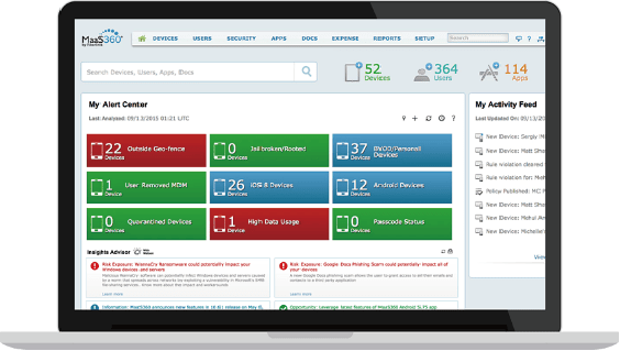 IBM MaaS360 with Watson ラップトップ画面