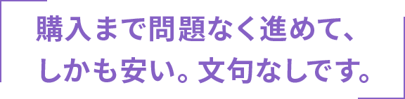 購入まで問題なく進めて、しかも安い。文句なしです。